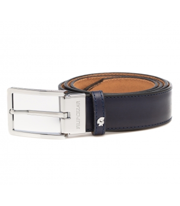 Leather Belt Filip Cezar Navy Blue
