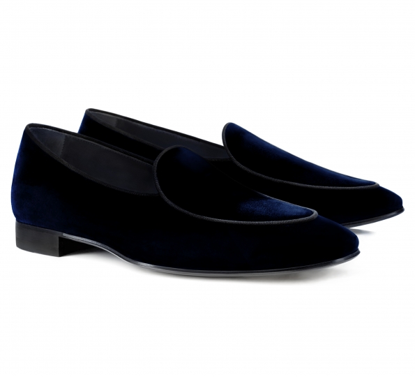 Filip Cezar Luxury Blue Velvet Shoes