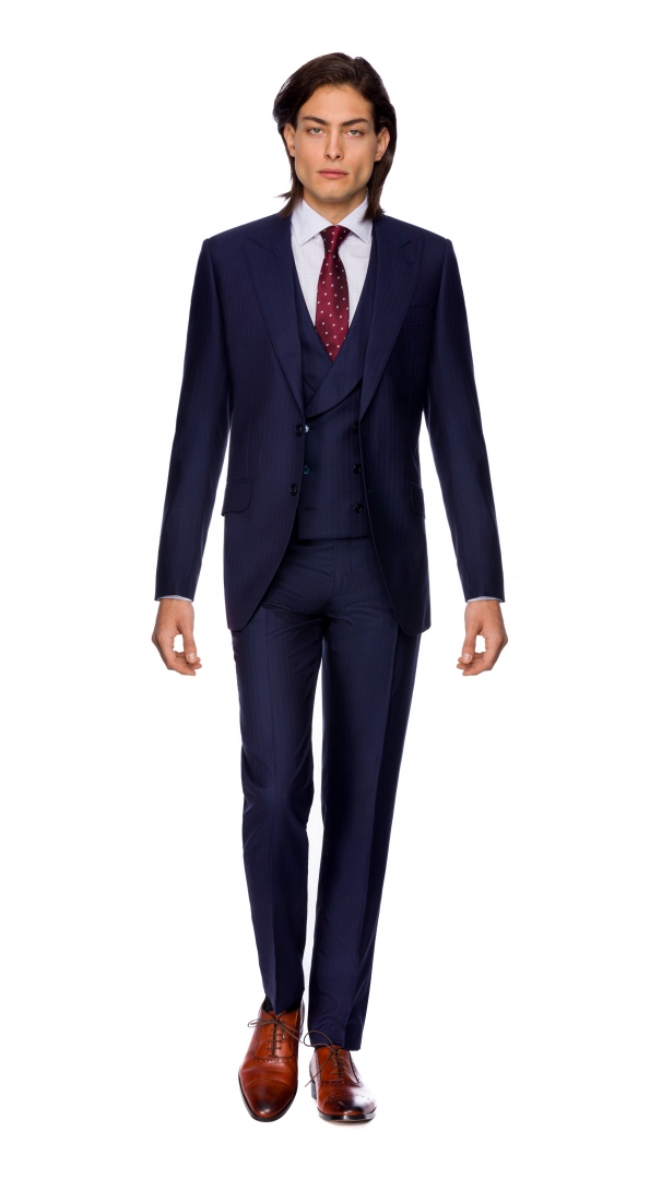 Filip Cezar Dark Blue Stripe Suit