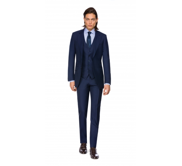 Filip Cezar Navy Blue Check Suit