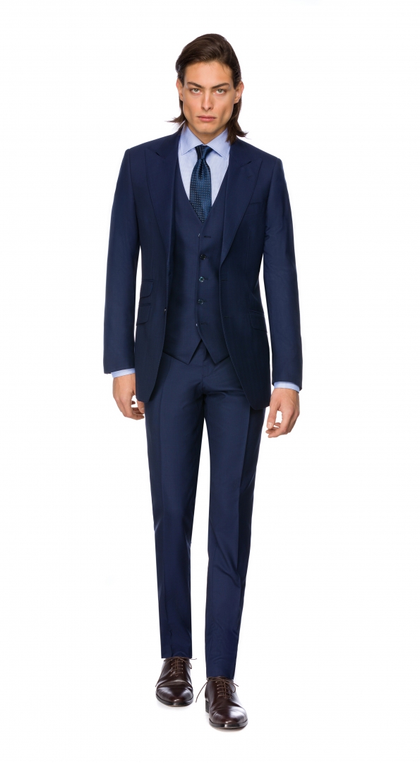 Filip Cezar Navy Blue Check Suit