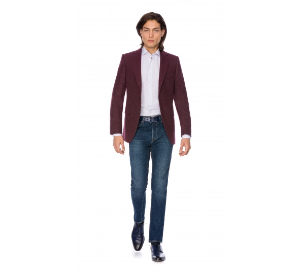 Filip Cezar Herringbone Red Suit