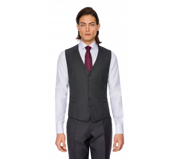 Filip Cezar Grey Stripe Waistcoat