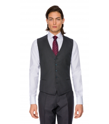 Filip Cezar Grey Stripe Waistcoat