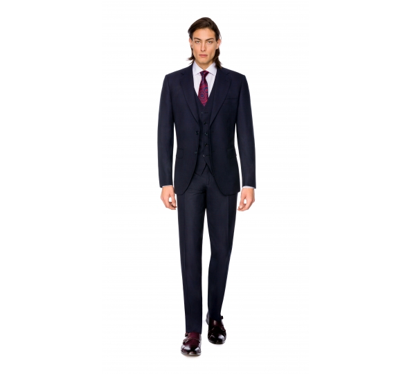 Filip Cezar Dark Blue Check Suit