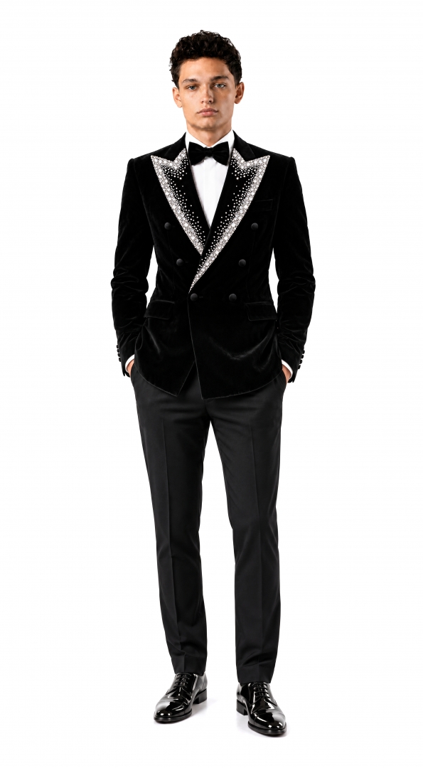Filip Cezar Velvet Black Suit